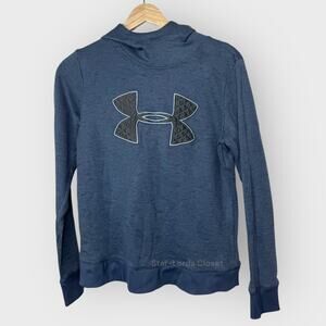 Under Armour ColdGear Hoodie Sweatshirt | Small | Blue Loose Fit Fleece Pullover